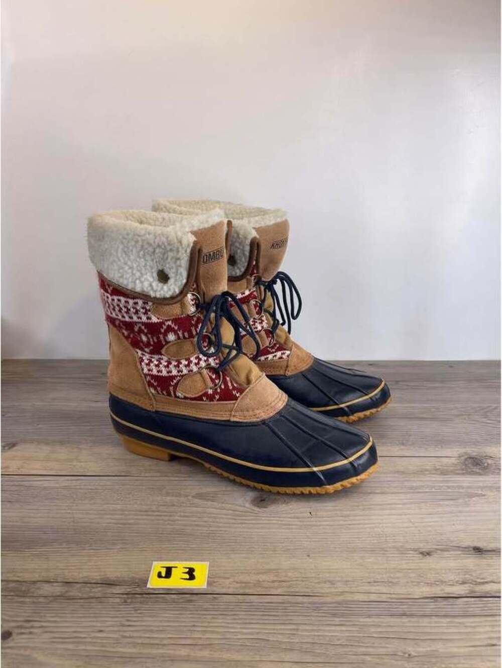 Khombu Maya Women's Size 11M Winter Duck Boots Knit Nordic Faux Shearling